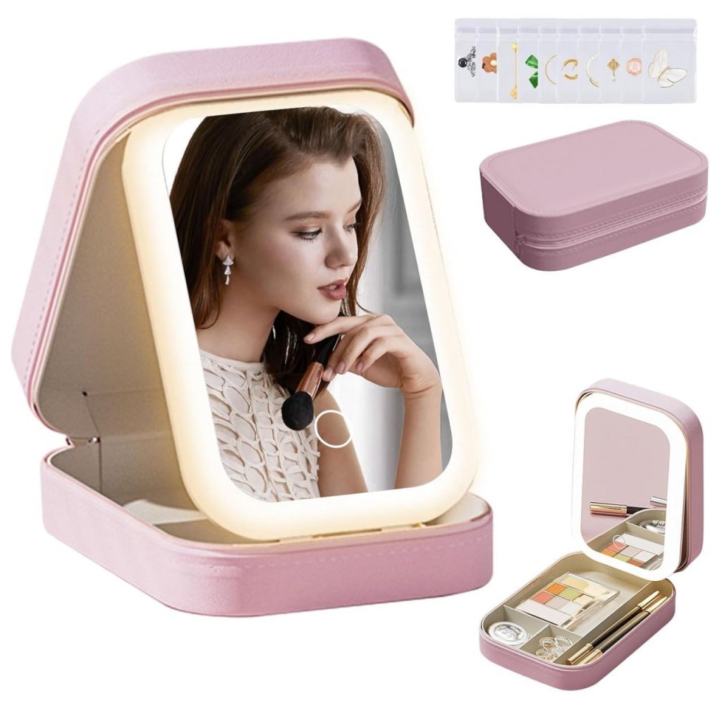 jewellery Makeup Storage box with led mirror Case