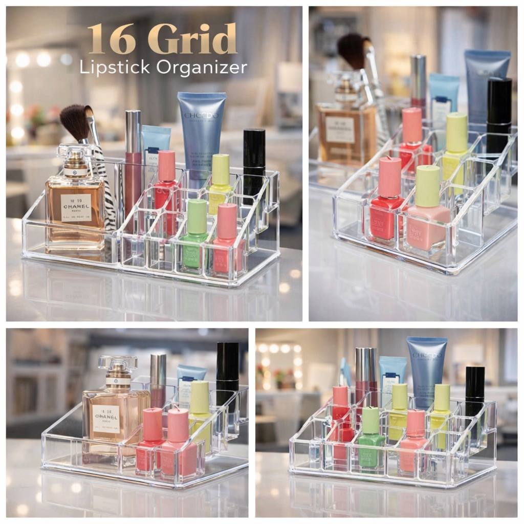 16 Grid Acrylic Lipstic & Multipurpose Organiser